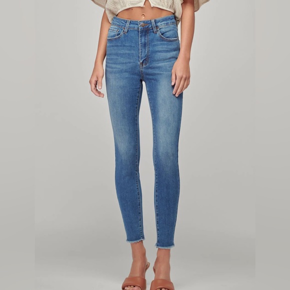 NATURE DENIM Diane High Rise Ankle Skinny Denim Jeans Raw Hem Size 25 NEW - Picture 2 of 16